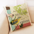 Axyaa Retro Flower Bird Linen Pillowcase Car Seat Cushion Cover Living Room Sofa
