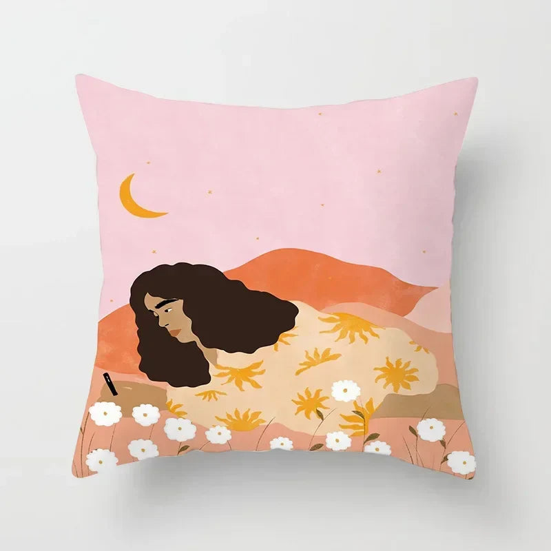 Axyaa Women Flower Oil Painting Decorative Pillowcase for Home Sofa Decor