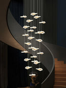 Axyaa Crystal Glass Stair Chandelier for Modern Luxury Living Room Lighting