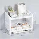 Axyaa Double Layer White Desktop Storage Rack for Desk Organization
