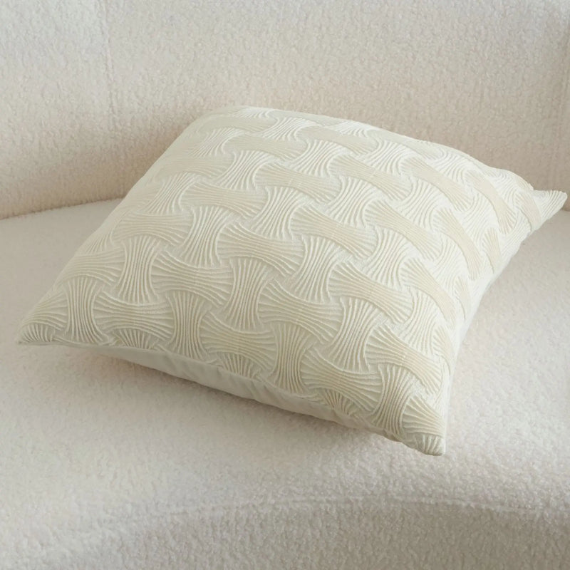 Axyaa Cream Jacquard Throw Pillow Cover Nordic Style Cushion Sofa Decor Pillowcase