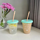 Axyaa 470ml Plastic Straw Coffee Cup: Reusable and Portable Transparent Drinking Cup
