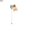 Axyaa Iron Wood LED Wall Light with Pull Chain Switch & White Glass Rotation