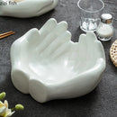 Axyaa Double Layered Buddha Hand Ceramic Plate for Desserts, Snacks, and Fruit Salad