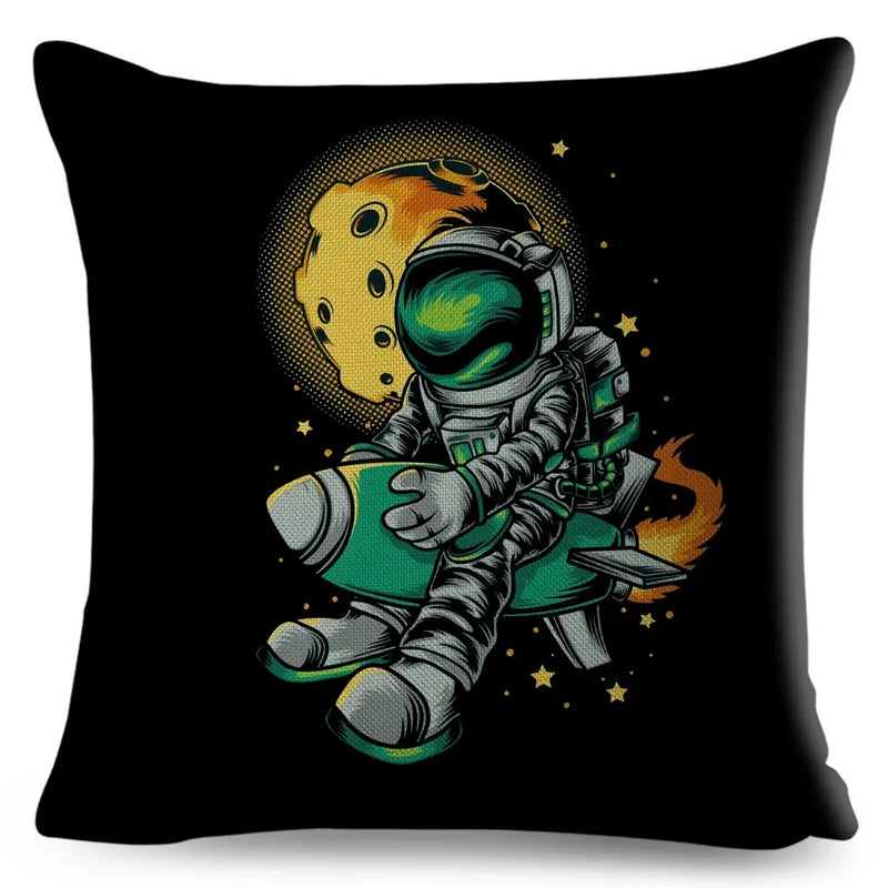 Axyaa Astronaut Sports Cushion: Fun Home Decor for Kids Room, Planet & Music Theme