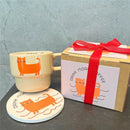 Axyaa Cute Cartoon Cat Ceramic Mug Set with Coaster, Breakfast Milk Cup, Creative Christmas Gift