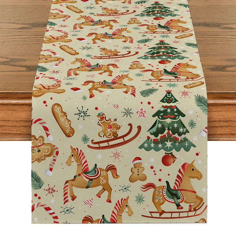 Axyaa Christmas Tree Table Runner - Rustic Dining & Party Decor