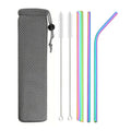 Axyaa Stainless Steel Smoothie Straws - Set of 6 with Cleaning Brush