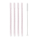 Axyaa Glass Straws Set of 4 - Eco-Friendly Reusable Cocktail Smoothie Accessories