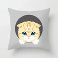 Axyaa Cute Cat Round Head Cushion Cover 45x45cm Polyester Pillowcase Square