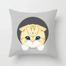 Axyaa Cute Cat Round Head Cushion Cover 45x45cm Polyester Pillowcase Square