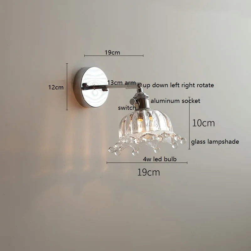 Axyaa Clear Glass Silver LED Wall Sconce with Adjustable Arm & Switch