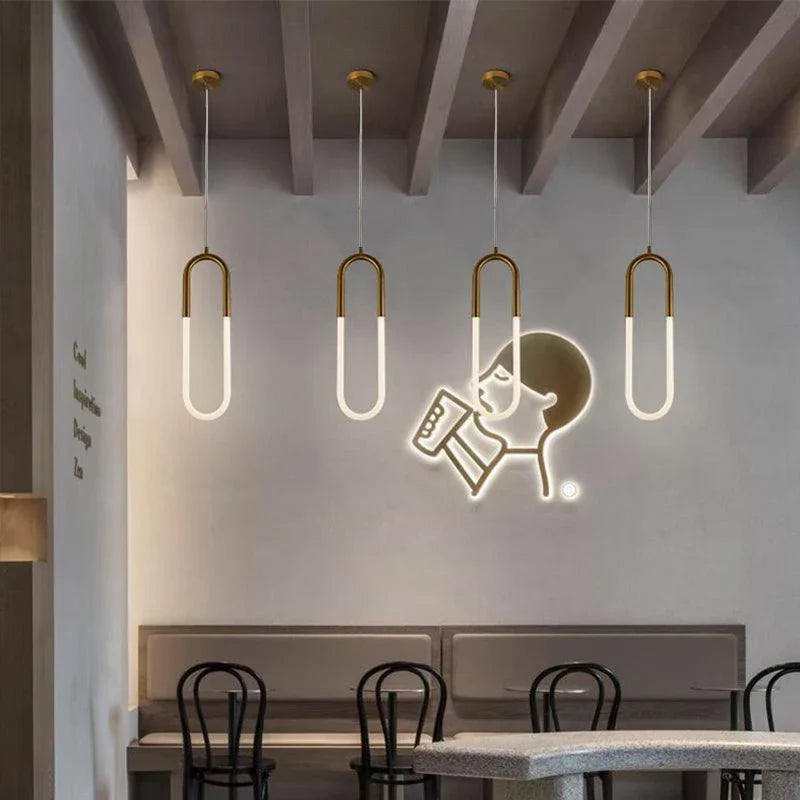 Axya Gold U Shape LED Pendant Lights for Restaurant, Bar, Cafe