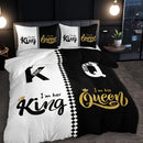 Axyaa Black Grey Crown Lettering Duvet Cover Set for Home Dorm Decor