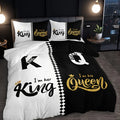 Axyaa Black Grey Crown Lettering Duvet Cover Set for Home and Dorm Decor