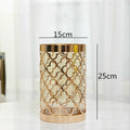 Axyaa Creative Metal Glass Vase with Golden Print - Modern Home Decor & Flower Arrangement