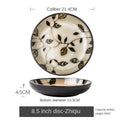 Axyaa Ceramic Deep Plate Hand-Painted Salad Plate Set Old-Fashioned Tableware
