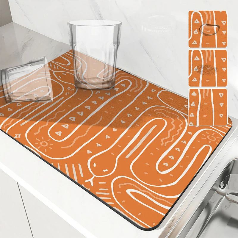 Axyaa Geometric Shapes Kitchen Drying Mat Square Table Decor Mats