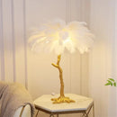 Axyaa Nordic Ostrich Feather LED Floor Lamp Resin Copper Indoor Lighting