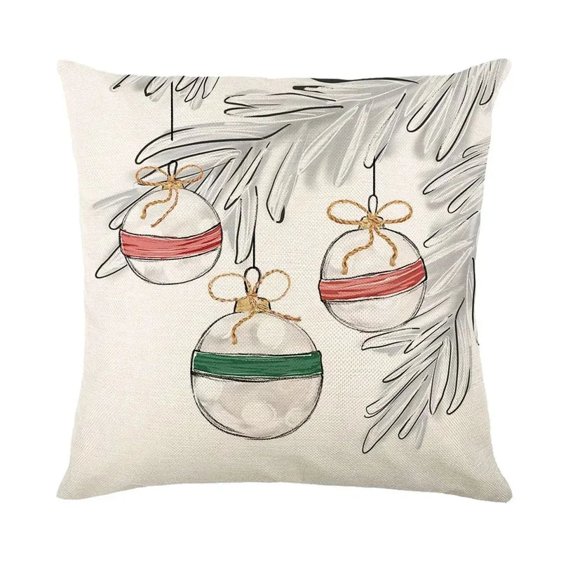 Christmas Party Pillowcase with Santa Claus & Snowman Print for Home Decoration by Axyaa.