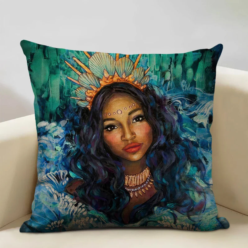 Axyaa African Woman Ethnic Cushion Cover 45x45cm
