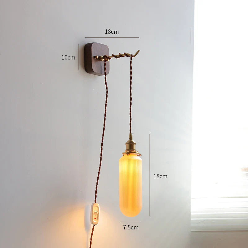 Axyaa Walnut Wooden LED Wall Lights Fixture Modern Indoor Lighting Nordic Wandlamp