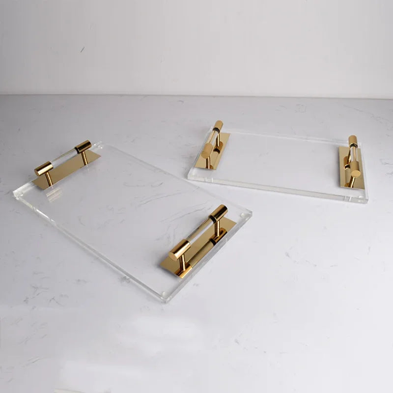Axya Transparent Acrylic Tray: Elegant Storage Box for Jewelry, Cosmetics, and Decor