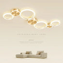 Axya Luxury LED Ceiling Chandelier for Living Dining Bedroom - Golden Circle Rings