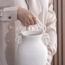 Axyaa Geometric Chain Ceramic Vase: Stylish Handcrafted Room Decor & Flower Holder