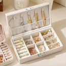 Axyaa PU Leather Jewelry Box: Tabletop Organizer with Lock, Necklace Hooks, Rings Storage