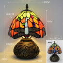 Axyaa Red Rose Stained Glass Table Lamp 8" - Bedroom Living Room Home Office