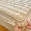 Axyaa Plush Shaggy Fur Mattress Cover Soft Elastic Fitted Sheet Solid Color Protector