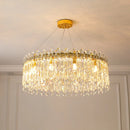 Axyaa Round Crystal LED Chandelier for Modern Living Room & Kitchen