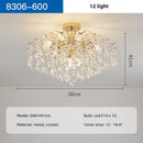 Axyaa Luxury Gold Crystal Ceiling Light Chandelier with LED Bulbs for Bedroom Decor
