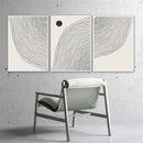 Axyaa Beige Black Lines Abstract Canvas Wall Art: Modern Minimalist Nordic Living Room Decor
