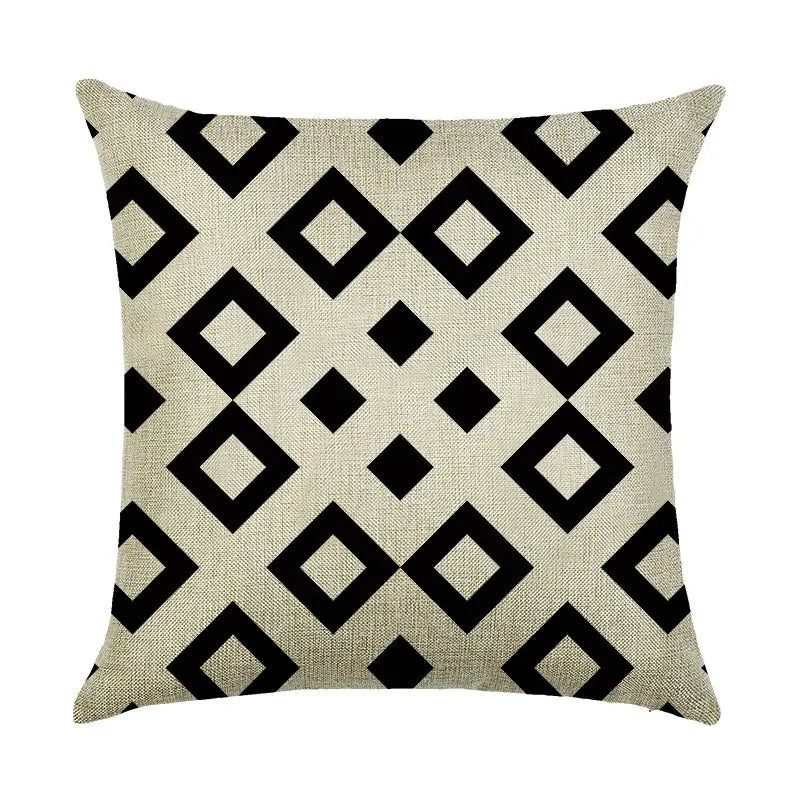 Axyaa Abstract Geometry Linen Pillowcase 45*45cm Square Home Sofa Decor Cover