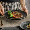 Axyaa Black Frosted Ceramic Steak Plates for Home & Commercial Use