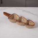 Axyaa Ceramic Handle Bowl Snack Plate with Bamboo & Wood Handle