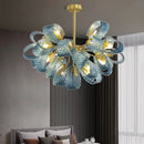 Axyaa Blue Peacock Leaf LED Ceiling Chandelier for Living Room