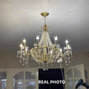 Axyaa French Crystal Chandelier, Vintage Mid-Century Dining Room & Bedroom Lamp