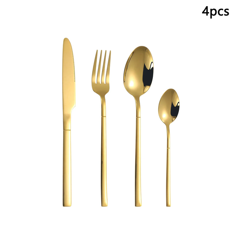 Axyaa Gold Stainless Steel Cutlery Set - Knife, Fork, Spoon - Home Restaurant Hotel Party
