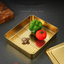 Axya Golden Square Plate Set with Mesh Net - 304 Stainless Steel