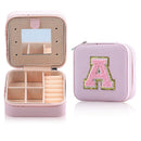 Axyaa Sequin Letter Jewelry Box with Mirror - Cute Portable Organizer Gift