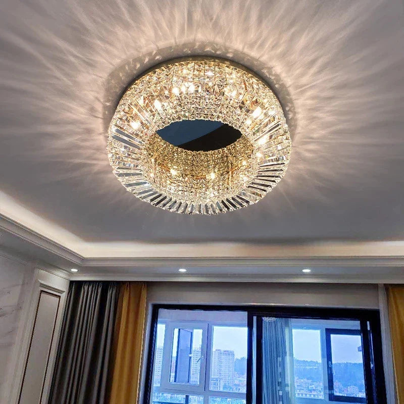 Axyaa Crystal LED Ceiling Lamp: Modern European Style for Living Room, Bedroom, and Restaurant