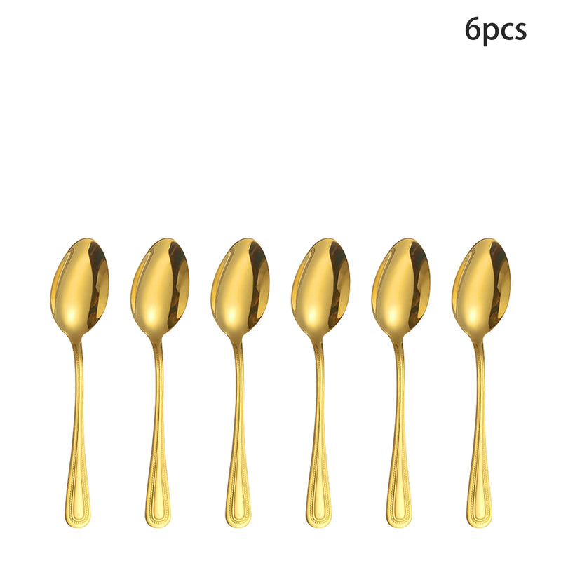 Axyaa Gold Stainless Steel Tableware Set - Knife, Fork, Spoon - 4/6/16/24pcs