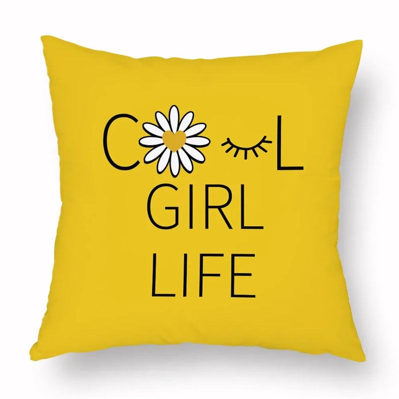 Axyaa Yellow Daisy Peach Skin Pillowcase