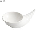 Axyaa White Ceramic Dessert Sushi Snack Molecular Cuisine Restaurant Plate