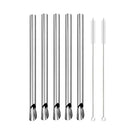 Axyaa 304 Stainless Steel Reusable 5Pcs Bubble Tea Straw Set with Brush and Spoon