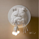 Axyaa Nordic Dog Head Wall Lamp for Bedroom Living Room, Resin Sconces with E14 LED