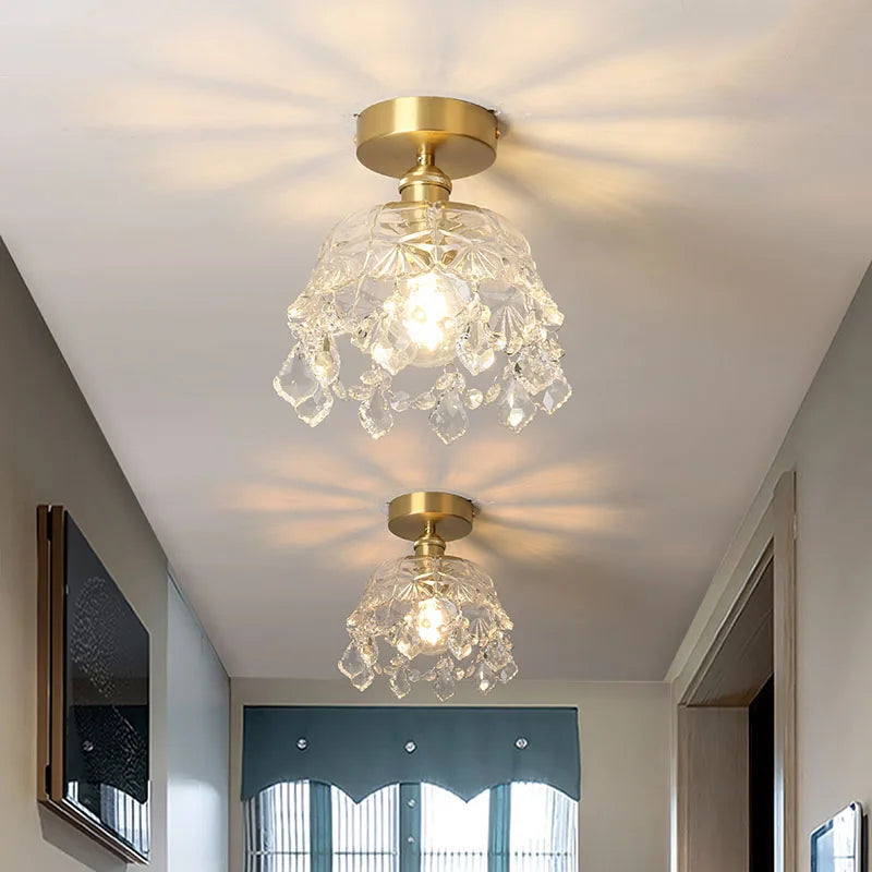Axyaa Crystal LED Ceiling Lamp Modern Luxury Chandelier for Living Room & Hallway